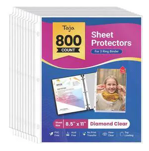 Sheet Protectors for 3 Ring Binder, Non-Glare Page Protector, 800 Pack Top Loading Sheet Protectors for Office, Home, and School, Letter Size Plastic Sleeves 8.5 x 11 Inches, Document Storage Sheet Protectors for 3 Ring Binder, Non-Glare Page Protector, 800 Pack Top Loading Sheet Protectors for Office, Home, and School, Letter Size Plastic Sleeves 8.5 x 11 Inches, Document Storage