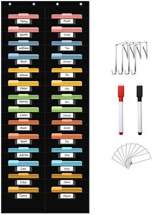 28 Pocket Hanging Wall File Organizer with 28 Name tag Pockets, File Storage Pocket Chart for Classroom and Office Use. Keeps Assignments, Files, Scrapbooks, and Papers Neatly Organized 28 Pocket Hanging Wall File Organizer with 28 Name tag Pockets, File Storage Pocket Chart for Classroom and Office Use. Keeps Assignments, Files, Scrapbooks, and Papers Neatly Organized