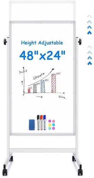 Rolling White Board 48 x 24in,Height Adjustable Whiteboard on Wheels Mobile Easel Large Magnetic Portable Double-Sided Dry Erase Board with Stand for Classroom, Home, School, Office and Teachers Rolling White Board 48 x 24in,Height Adjustable Whiteboard on Wheels Mobile Easel Large Magnetic Portable Double-Sided Dry Erase Board with Stand for Classroom, Home, School, Office and Teachers