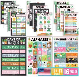 16 Laminated Toddler Learning Posters 1-3 for Preschool Classroom Decor Cactus Learning Posters for Toddlers 1-3, Homeschool Room Decor for Toddler Wall Activity, Kindergarten Classroom Must Haves 16 Laminated Toddler Learning Posters 1-3 for Preschool Classroom Decor Cactus Learning Posters for Toddlers 1-3, Homeschool Room Decor for Toddler Wall Activity, Kindergarten Classroom Must Haves