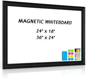 White Board for Wall, 36'' x 24'' Magnetic Dry Erase Board, Black Wooden Frame, Decorative Whiteboard, Wall Mounted, for Home, Office, Kitchen, Dorm, 4 Markers, 6 Magnets, A Eraser White Board for Wall, 36'' x 24'' Magnetic Dry Erase Board, Black Wooden Frame, Decorative Whiteboard, Wall Mounted, for Home, Office, Kitchen, Dorm, 4 Markers, 6 Magnets, A Eraser