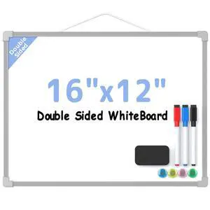 Double-Sided Dry Erase Board for Wall, 16"x12", Grey Frame Small Dry Erase White Board, Includes 3 Markers & 4 Magnets, Portable Whiteboard for Planning, Drawing, Memo, to Do List Double-Sided Dry Erase Board for Wall, 16"x12", Grey Frame Small Dry Erase White Board, Includes 3 Markers & 4 Magnets, Portable Whiteboard for Planning, Drawing, Memo, to Do List