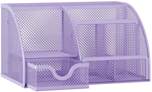 Mesh Desk Organizer with Drawer Multi-functional Pen Holder Stationery Organizer for Office School Supplies 6 Compartments Dorm Organizers and Storage for Desk, Light Purple Mesh Desk Organizer with Drawer Multi-functional Pen Holder Stationery Organizer for Office School Supplies 6 Compartments Dorm Organizers and Storage for Desk, Light Purple