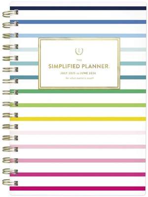 Planner 2025-2026 Academic, Simplified by Emily Ley, Weekly & Monthly, 5-1/2" x 8-1/2", Small, Monthly Tabs, Flexible Cover, Happy Stripe (EL37-200A) Planner 2025-2026 Academic, Simplified by Emily Ley, Weekly & Monthly, 5-1/2" x 8-1/2", Small, Monthly Tabs, Flexible Cover, Happy Stripe (EL37-200A)