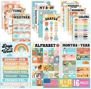 16 Laminated Toddler Learning Posters 1-3 for Preschool Classroom Decor Retro Learning Posters for Toddlers 1-3, Homeschool Room Decor for Toddler Wall Activity, Kindergarten Classroom Must Haves 16 Laminated Toddler Learning Posters 1-3 for Preschool Classroom Decor Retro Learning Posters for Toddlers 1-3, Homeschool Room Decor for Toddler Wall Activity, Kindergarten Classroom Must Haves