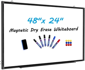 48"x24" Magnetic White Board Dry Erase Wall Mount Whiteboard - Office Home Classrooms White Board Hanging Writing Board with Black Aluminum Frame 48"x24" Magnetic White Board Dry Erase Wall Mount Whiteboard - Office Home Classrooms White Board Hanging Writing Board with Black Aluminum Frame