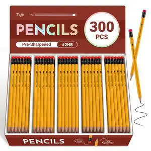 300 Pack Wood-Cased #2 HB Pencils, Bulk Pack Pre-Sharpened, Yellow Pencils with Eraser, Large Pack Writing & Drawing for School Classroom Essential, Perfect for School and Teacher Supplies 300 Pack Wood-Cased #2 HB Pencils, Bulk Pack Pre-Sharpened, Yellow Pencils with Eraser, Large Pack Writing & Drawing for School Classroom Essential, Perfect for School and Teacher Supplies
