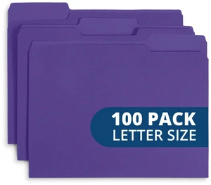 100 File Folders, Letter Size, 1/3 Cut Tab, Purple Durable 11pt Uncoated Paper, 1/3 Cut Top Tab, Assorted Tab Positions, for Office, School, and Home Filing 100 File Folders, Letter Size, 1/3 Cut Tab, Purple Durable 11pt Uncoated Paper, 1/3 Cut Top Tab, Assorted Tab Positions, for Office, School, and Home Filing