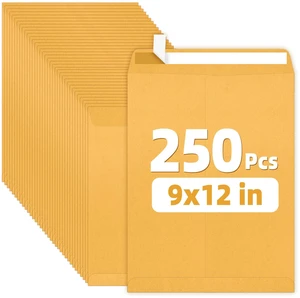 9 x12 Manilla Envelopes, 28lb Brown Kraft, Ultra Strong Quick-Seal Security Catalog Mailing Envelopes for Flat Letter Size Documents or Photos, 250 Count 9 x12 Manilla Envelopes, 28lb Brown Kraft, Ultra Strong Quick-Seal Security Catalog Mailing Envelopes for Flat Letter Size Documents or Photos, 250 Count