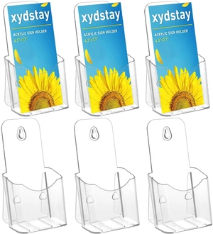 Acrylic Brochure Holder 4 Inches, Clear Flyer Sign Holder, 6 Pack Plastic Table Stand Display,Pamphlet Holder Flyer Holder,Display Stand,Table Signs Plastic Paper Holder for Office, Home Acrylic Brochure Holder 4 Inches, Clear Flyer Sign Holder, 6 Pack Plastic Table Stand Display,Pamphlet Holder Flyer Holder,Display Stand,Table Signs Plastic Paper Holder for Office, Home