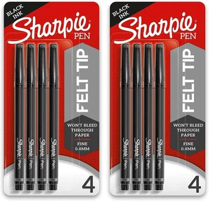 Felt Tip Pens, Fine Point (0.4mm), Black, 4 Count (Pack of 2) Felt Tip Pens, Fine Point (0.4mm), Black, 4 Count (Pack of 2)