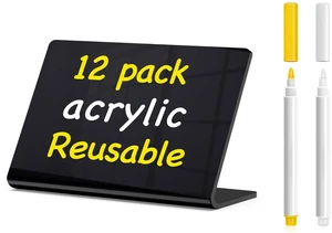 12 Pcs Acrylic Mini Chalkboard Signs, 4"x3" Food Labels Glossy Black Elegant Food Cards for Wedding, Table Signs, Place Cards, Include 2 Wet Erase Markers 12 Pcs Acrylic Mini Chalkboard Signs, 4"x3" Food Labels Glossy Black Elegant Food Cards for Wedding, Table Signs, Place Cards, Include 2 Wet Erase Markers