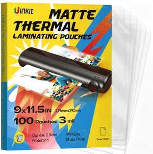 Matte Thermal Laminating Pouches 9 x 11.5 Inches 3mil Thick Matte Finish 100 Sheets Large Package Fitted for Letter Size Laminating Sheets 8.5 x 11 Matte Thermal Laminating Pouches 9 x 11.5 Inches 3mil Thick Matte Finish 100 Sheets Large Package Fitted for Letter Size Laminating Sheets 8.5 x 11