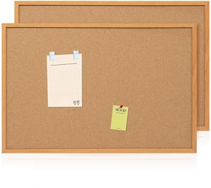 2 Pack Cork Bulletin Board 24 x 36, Wood Framed Corkboard for Wall Hanging Office Message Board, Large Notice Pin Board with 30 Push Pins, 10mm Natural Cork, For School, Home & Office 2 Pack Cork Bulletin Board 24 x 36, Wood Framed Corkboard for Wall Hanging Office Message Board, Large Notice Pin Board with 30 Push Pins, 10mm Natural Cork, For School, Home & Office