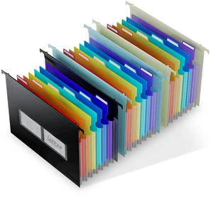 Plastic Expanding Hanging File Folders, 7 * 1.2" Accordion Pockets Large Capacity, Multi-Color Tabs, Letter Size for Filing Cabinet - 3 Packs 3 Colors Plastic Expanding Hanging File Folders, 7 * 1.2" Accordion Pockets Large Capacity, Multi-Color Tabs, Letter Size for Filing Cabinet - 3 Packs 3 Colors