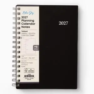 2027 Weekly & Monthly Planner Notes, 5.875"x8.625", Enterprise January 2027 - December 2027, Flexible Cover, Wirebound, 30 Extra Notes Sheets, Laminated Tabs 2027 Weekly & Monthly Planner Notes, 5.875"x8.625", Enterprise January 2027 - December 2027, Flexible Cover, Wirebound, 30 Extra Notes Sheets, Laminated Tabs