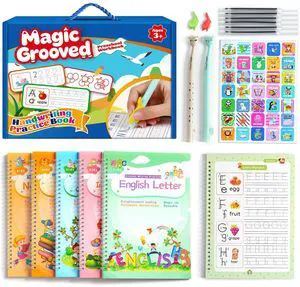 Magical Handwriting Workbooks Handwriting Practice Magic Copybook, Handwriting Aid Magic Pen Reusable Copybook Grooves Template Design for Children (5) Magical Handwriting Workbooks Handwriting Practice Magic Copybook, Handwriting Aid Magic Pen Reusable Copybook Grooves Template Design for Children (5)