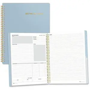 Half Meeting Half Note - 8.5"x11" Professional Notebooks for Work - 160 Pages, A4 Size Project Planner, Spiral Meeting Agenda/Minutes Organizer for Women, Note Taking, Office&Business, Blue Half Meeting Half Note - 8.5"x11" Professional Notebooks for Work - 160 Pages, A4 Size Project Planner, Spiral Meeting Agenda/Minutes Organizer for Women, Note Taking, Office&Business, Blue