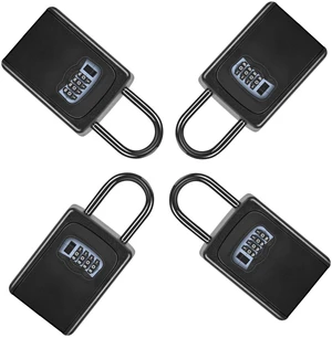 Portable Key Lock Box for House Key, Weatherproof Resettable Code House Key Safe Security Lock(4 Pack, Black) Portable Key Lock Box for House Key, Weatherproof Resettable Code House Key Safe Security Lock(4 Pack, Black)