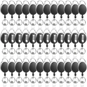 50 Pack Retractable Badge Reels with Carabiner and Key Ring Heavy-duty plastic and metal, 25.5 in retractable cord, clip for belt or pocket, for ID badges, keys and cards 50 Pack Retractable Badge Reels with Carabiner and Key Ring Heavy-duty plastic and metal, 25.5 in retractable cord, clip for belt or pocket, for ID badges, keys and cards