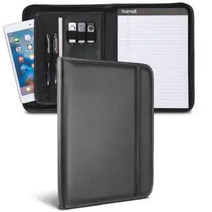Professional Padfolio, Faux Leather Junior Portfolio with Zipper, 10.1 Inch Tablet Sleeve, with 7 x 10 Inch Notepad, Black Professional Padfolio, Faux Leather Junior Portfolio with Zipper, 10.1 Inch Tablet Sleeve, with 7 x 10 Inch Notepad, Black