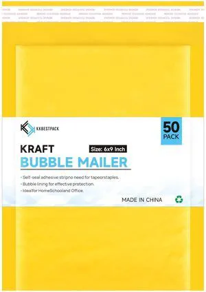 Kraft Paper Bubble Mailers #0, 6x10 Inch Self-Seal Padded Mailing Envelopes, Usable Size 6x9, Pack of 50 Kraft Paper Bubble Mailers #0, 6x10 Inch Self-Seal Padded Mailing Envelopes, Usable Size 6x9, Pack of 50