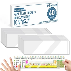 40 PCS Nameplate Pocket, 10.9" x 3.7" Adhesive Desk Nameplates Easy Remove Holder Name Tag Sleeves, Upgrade Crystal Clear Scratch Proof Name Tag Sleeves for Classroom Desk 40 PCS Nameplate Pocket, 10.9" x 3.7" Adhesive Desk Nameplates Easy Remove Holder Name Tag Sleeves, Upgrade Crystal Clear Scratch Proof Name Tag Sleeves for Classroom Desk