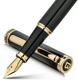 Black Fountain Pen,Stunning Luxury Pens with 24K Gold Accents, Gorgeous 24K Gilded Nib(Medium), Trustworthy Pen Gift for Men&Women -Ink Converter-Elegant, Reliable,Nice Pen for Writing Black Fountain Pen,Stunning Luxury Pens with 24K Gold Accents, Gorgeous 24K Gilded Nib(Medium), Trustworthy Pen Gift for Men&Women -Ink Converter-Elegant, Reliable,Nice Pen for Writing