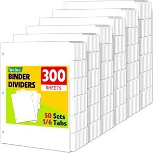 300 Pcs Binder Dividers with Tabs, 1/6 Cut Tabs, Dividers for 3 Ring Binder, Blank Write On Binder Dividers in 6 Tab Sets, Letter Size, 300 Dividers, 50 Sets, White 300 Pcs Binder Dividers with Tabs, 1/6 Cut Tabs, Dividers for 3 Ring Binder, Blank Write On Binder Dividers in 6 Tab Sets, Letter Size, 300 Dividers, 50 Sets, White