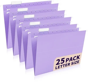 25-Pack Light Purple Hanging File Folders, Letter Size, Includes 35 Transparent Label Cards & 50 Sticker Labels,1/5-Cut Tabs for Home & Office Organization 25-Pack Light Purple Hanging File Folders, Letter Size, Includes 35 Transparent Label Cards & 50 Sticker Labels,1/5-Cut Tabs for Home & Office Organization
