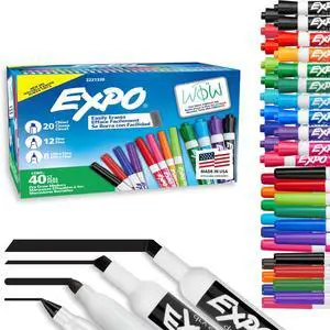 Dry Erase Markers Ultimate Pack, Assorted Colors, Chisel, Fine & Ultra Fine Mixed Tips, 40 Count - Whiteboard Markers for Office, School, Classroom Dry Erase Markers Ultimate Pack, Assorted Colors, Chisel, Fine & Ultra Fine Mixed Tips, 40 Count - Whiteboard Markers for Office, School, Classroom