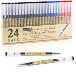 Japanese Style Black Blue & Red Gel Ink Pens, 0.35mm Extra Fine Point, No Smudge Quick Drying, Japanese Ink Pen for Journal Planners, Thin Notebook Paper, Office School Supplies 24 Pack Japanese Style Black Blue & Red Gel Ink Pens, 0.35mm Extra Fine Point, No Smudge Quick Drying, Japanese Ink Pen for Journal Planners, Thin Notebook Paper, Office School Supplies 24 Pack