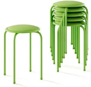 6-Piece Stacking Stools, 17 Inch Standard Height, Padded Seat & Steel Legs, Portable Stackable Decoration Stools for School Classroom and Office Use, Green 6-Piece Stacking Stools, 17 Inch Standard Height, Padded Seat & Steel Legs, Portable Stackable Decoration Stools for School Classroom and Office Use, Green