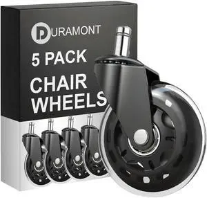 Office Chair Wheels - Set of 5 Rollerblade-Style Caster Wheels, Smooth & Quiet Rolling, Protects Hardwood Floors & Carpets, Universal Fit, Durable and Long-Lasting - Clear Office Chair Wheels - Set of 5 Rollerblade-Style Caster Wheels, Smooth & Quiet Rolling, Protects Hardwood Floors & Carpets, Universal Fit, Durable and Long-Lasting - Clear