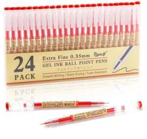 Japanese Style Red Gel Ink Pens, 0.35mm Extra Fine Point, No Smudge Quick Drying, Japanese Ink Pen for Journal Planners, Thin Notebook Paper, Office School Supplies, 24 Pack, Writing Drawing Japanese Style Red Gel Ink Pens, 0.35mm Extra Fine Point, No Smudge Quick Drying, Japanese Ink Pen for Journal Planners, Thin Notebook Paper, Office School Supplies, 24 Pack, Writing Drawing