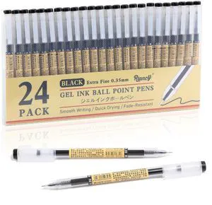 Japanese Style Black Gel Ink Pens, 0.35mm Extra Fine Point, No Smudge Quick Drying, Japanese Ink Pen for Journal Planners, Thin Notebook Paper, Office School Supplies, 24 Pack, Writing Drawing Japanese Style Black Gel Ink Pens, 0.35mm Extra Fine Point, No Smudge Quick Drying, Japanese Ink Pen for Journal Planners, Thin Notebook Paper, Office School Supplies, 24 Pack, Writing Drawing