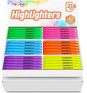 Highlighters, Chisel Tip Dry-Quickly Highlighter Markers, 216 Count-6 Assorted Colors Highlighters Bulk Pack for Adult Kids, Office Classroom Must Have, School Supplies for Teachers Highlighters, Chisel Tip Dry-Quickly Highlighter Markers, 216 Count-6 Assorted Colors Highlighters Bulk Pack for Adult Kids, Office Classroom Must Have, School Supplies for Teachers