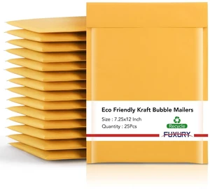 Kraft Bubble Mailers 7.25x12 Inch Yellow Padded Envelopes 25 Pack CD DVD Mailers,Strong Adhesion Bubble Envelopes, Waterproof Cushioned Shipping Packaging for Small Business Kraft Bubble Mailers 7.25x12 Inch Yellow Padded Envelopes 25 Pack CD DVD Mailers,Strong Adhesion Bubble Envelopes, Waterproof Cushioned Shipping Packaging for Small Business