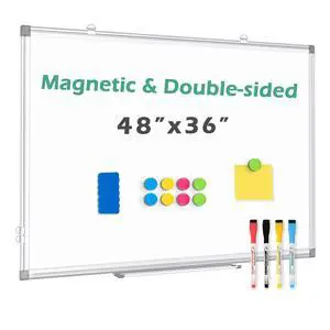 Large White Board 48x36 Double-Sided Dry Erase Magnetic for Wall Smooth Writing Easy Clean, Magnetic Whiteboard for Wall, Double-Sided Dry Erase, Aluminum Frame, Home Office School Large White Board 48x36 Double-Sided Dry Erase Magnetic for Wall Smooth Writing Easy Clean, Magnetic Whiteboard for Wall, Double-Sided Dry Erase, Aluminum Frame, Home Office School