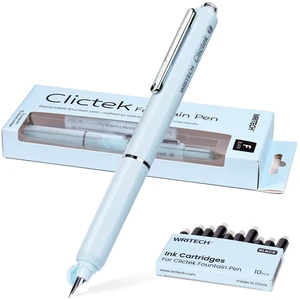 Clictek Fountain Pen Fine: Retractable Black Ink with 10 Cartridges Refillable Design No leaking Smooth Writing for Calligraphy Sketching Journaling Note-taking Office School Home Gift Clictek Fountain Pen Fine: Retractable Black Ink with 10 Cartridges Refillable Design No leaking Smooth Writing for Calligraphy Sketching Journaling Note-taking Office School Home Gift