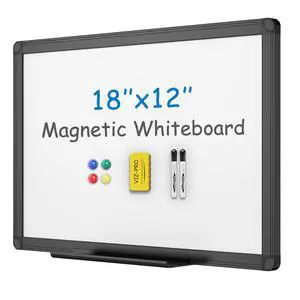 Magnetic Dry Erase Board, 18 x 12 Inches, Black Aluminium Frame Includes 1 Eraser, 2 Markers & 4 Magnets, Wall Mounted Whiteboard for School Office and Home Magnetic Dry Erase Board, 18 x 12 Inches, Black Aluminium Frame Includes 1 Eraser, 2 Markers & 4 Magnets, Wall Mounted Whiteboard for School Office and Home