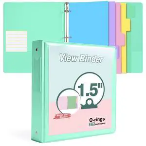 3 Ring Binder 1.5 inchCute Binder Organizer with 5 Tab Dividers Fits 175 Sheets of 8.5x11 Paper, Customizable Clear Cover with Inside Pockets,Aesthetic 1.5" Three Ring Binders for School Office,Green 3 Ring Binder 1.5 inchCute Binder Organizer with 5 Tab Dividers Fits 175 Sheets of 8.5x11 Paper, Customizable Clear Cover with Inside Pockets,Aesthetic 1.5" Three Ring Binders for School Office,Green