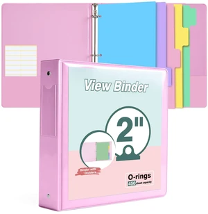 3 Ring Binder 2 inchCute Binder Organizer with 5 Tab Dividers Fits 175 Sheets of 8.5x11 Paper, Customizable Clear Cover with Inside Pockets, Aesthetic 2" Three Ring Binders for School OfficePink 3 Ring Binder 2 inchCute Binder Organizer with 5 Tab Dividers Fits 175 Sheets of 8.5x11 Paper, Customizable Clear Cover with Inside Pockets, Aesthetic 2" Three Ring Binders for School OfficePink