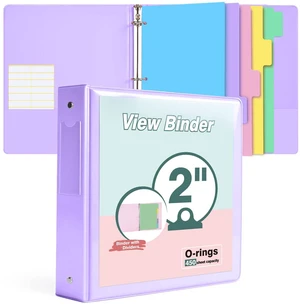 3 Ring Binder 2 inchCute Binder Organizer with 5 Tab Dividers Fits 175 Sheets of 8.5x11 Paper, Customizable Clear Cover with Inside Pockets, Aesthetic 2" Three Ring Binders for School OfficePurple 3 Ring Binder 2 inchCute Binder Organizer with 5 Tab Dividers Fits 175 Sheets of 8.5x11 Paper, Customizable Clear Cover with Inside Pockets, Aesthetic 2" Three Ring Binders for School OfficePurple