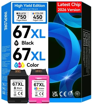 Latest Chip 67XL Ink Cartridges Black Color Combo Pack, Compatible for HP Ink 67, Compatible for DeskJet 2855e 2755e 2700 2700e 2800e 4155e 4255e 2734e 4100 2827e 4100e 4227e Envy 6055e 6000 Printer Latest Chip 67XL Ink Cartridges Black Color Combo Pack, Compatible for HP Ink 67, Compatible for DeskJet 2855e 2755e 2700 2700e 2800e 4155e 4255e 2734e 4100 2827e 4100e 4227e Envy 6055e 6000 Printer