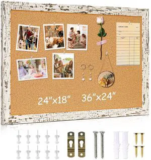 Cork Board, 24" X 18" Birch Bark Framed Bulletin Board Decorative Pin Board, Wall Hanging Notice Board, For Office & Home Decor Memo Display, With Pins Cork Board, 24" X 18" Birch Bark Framed Bulletin Board Decorative Pin Board, Wall Hanging Notice Board, For Office & Home Decor Memo Display, With Pins