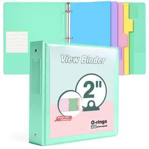 3 Ring Binder 2 inchCute Binder Organizer with 5 Tab Dividers Fits 175 Sheets of 8.5x11 Paper, Customizable Clear Cover with Inside Pockets, Aesthetic 2" Three Ring Binders for School OfficeGreen 3 Ring Binder 2 inchCute Binder Organizer with 5 Tab Dividers Fits 175 Sheets of 8.5x11 Paper, Customizable Clear Cover with Inside Pockets, Aesthetic 2" Three Ring Binders for School OfficeGreen