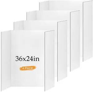 4 Pack Trifold Poster Board 36" x 24", White Science Fair Display Boards Thickened Corrugated Cardboard, Portable, Ideal for School Projects and Event Displays 4 Pack Trifold Poster Board 36" x 24", White Science Fair Display Boards Thickened Corrugated Cardboard, Portable, Ideal for School Projects and Event Displays