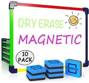 Magnetic Dry Erase Boards, 10 Boards with 10 Erasers, 9 x 12 Double Sided Hardboard with Crisp Reusable Writing Surfaces for Classroom Response and Group Practice Magnetic Dry Erase Boards, 10 Boards with 10 Erasers, 9 x 12 Double Sided Hardboard with Crisp Reusable Writing Surfaces for Classroom Response and Group Practice