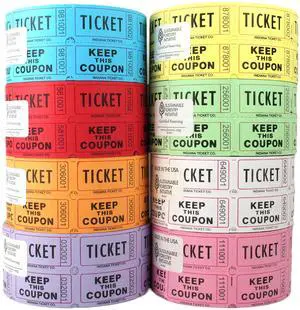 Raffle Tickets Roll, Assorted 8-Pack, 1,000 Tickets per Roll Premium raffle tickets roll, ideal for 50/50 raffles, fundraisers, door prizes, school carnivals, parties, community events Raffle Tickets Roll, Assorted 8-Pack, 1,000 Tickets per Roll Premium raffle tickets roll, ideal for 50/50 raffles, fundraisers, door prizes, school carnivals, parties, community events